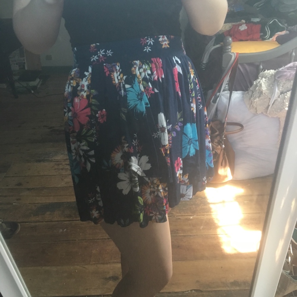 Navy Blue & Floral Skirt